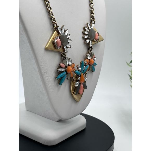 J. Crew Vintage Orange Gray
Pink Blue Statement Rhinestone
Necklace Goldtone - Picture 4 of 12